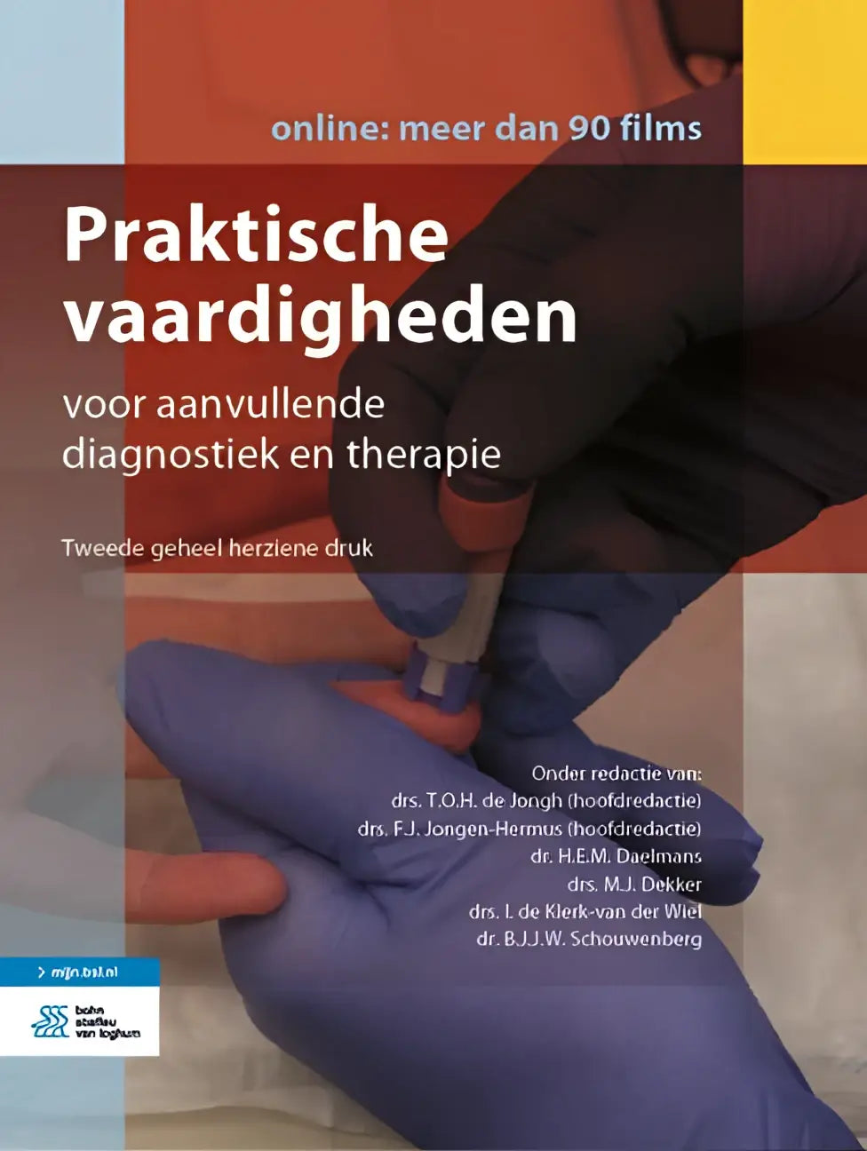 Cover van het medische handboek praktische vaardigheden voor aanvullende diagnostiek en therapie met kleurvlakken van bsl media geneeskunde algemeen