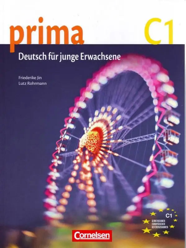 Dekaft van prima die mittelstufe c1 schulbuch toont een verlichte reuzenrad met roze en witte lampen binnen dezelfde reeks