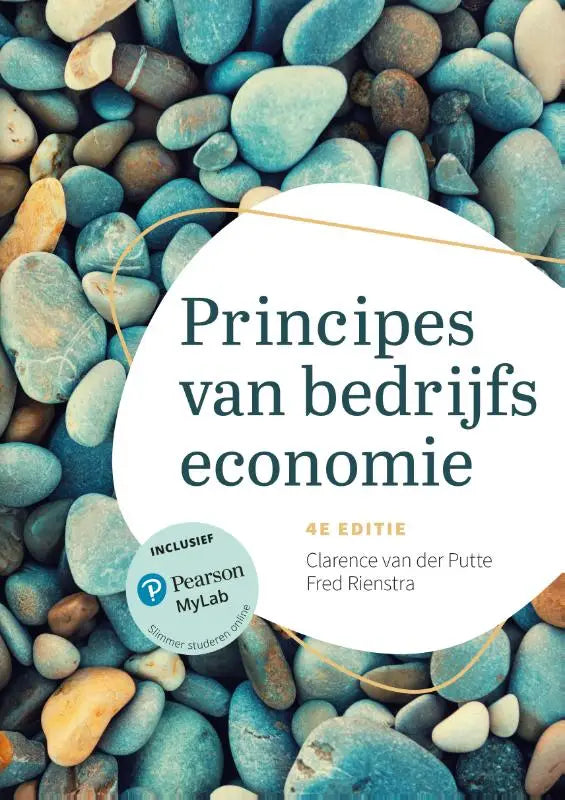 Boekomslag van principes van bedrijfseconomie door clarence van der putte en fred rienstra 4e editie in blauw en wit
