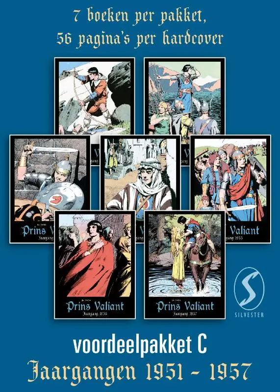 Blauw promotiepakket prins valiant pakket met zeven hardcover stripboeken deel 15-21 uit 1951-1957