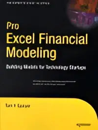 Zwarte boekomslag met gele titel pro excel financial modeling en abstracte cirkelvormige afbeelding rechtsboven