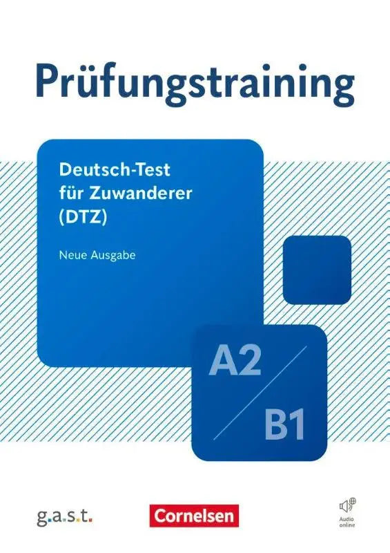 Blauw omslag prüfungstraining daf boek voor deutsch-test für zuwanderer a2/b1 niveau door cornelsen uitgever