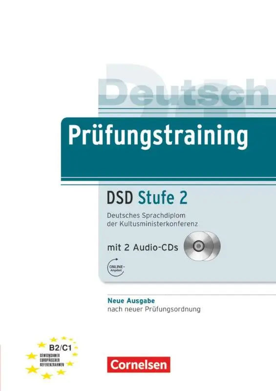Teal en witte dsd stufe 2 prufungstraining daf boek met twee zilveren audio cd’s voor a1-c1 niveaus van cornelsen