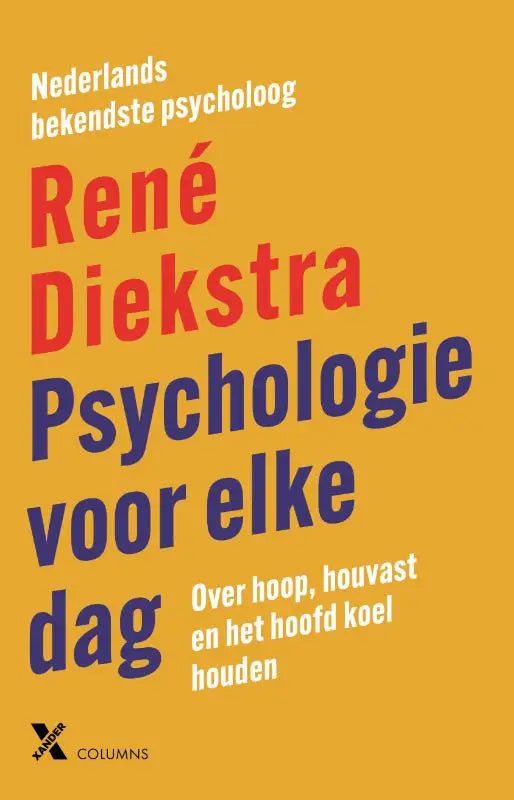 Felgele boekcover van Psychologie voor elke dag met rode en marineblauwe tekst door René Diekstra