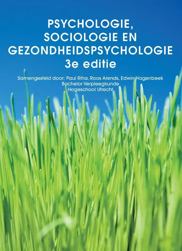 De custom editie van psychologie sociologie en gezondheidspsychologie toont witte tekst op blauwe lucht en groen gras
