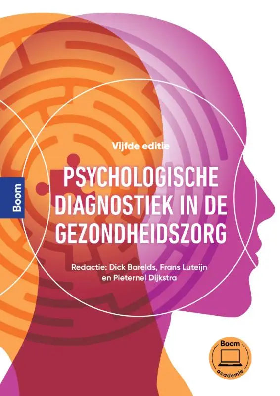 De cover van het tekstboek psychologische diagnostiek in de gezondheidszorg vijfde editie gepubliceerd door boom academie