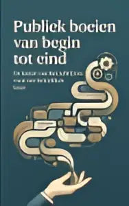 De boekcover van publiek boeien van begin tot eind toont een gestileerde gouden en witte slang op donkergroene achtergrond voor betrokken lezer