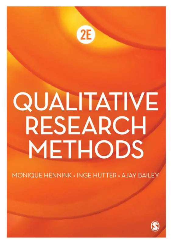 Orange book cover with white text qualitative research methods and authors names featuring swirling abstract design