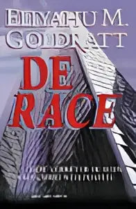 Boekcover van de race met titel in rood en donkere grijze textuur, uitgeverij unieboek management algemeen
