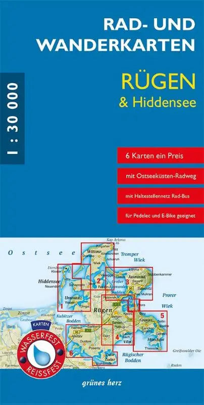 Rad- und Wanderkarten-Set Rügen & Hiddensee - 6 Karten. Maßstab 1:30.000. Wasser- und reißfeste Karten.