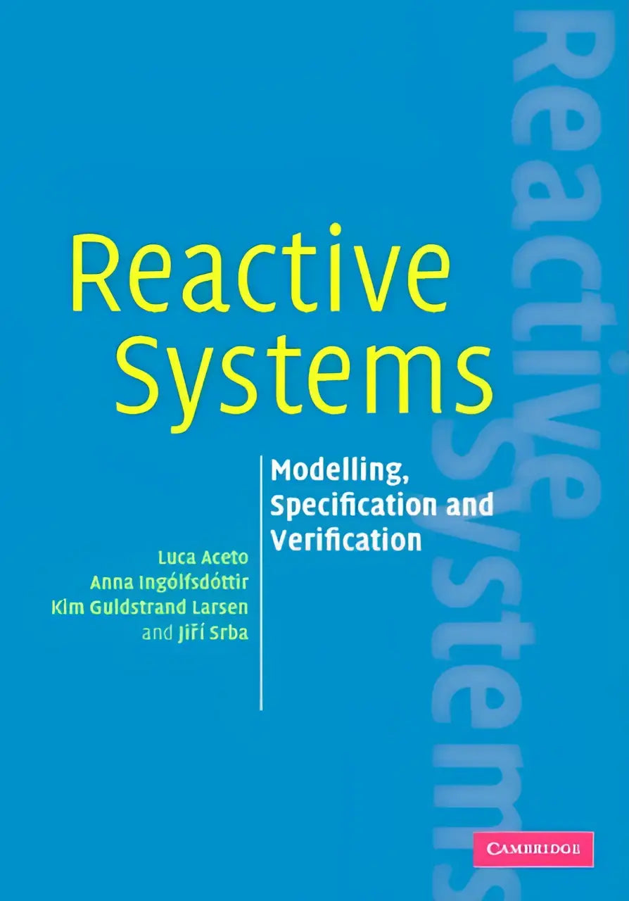 Blauw boekreactive systems met gele titel en witte ondertitel over specification and verification door cambridge university press