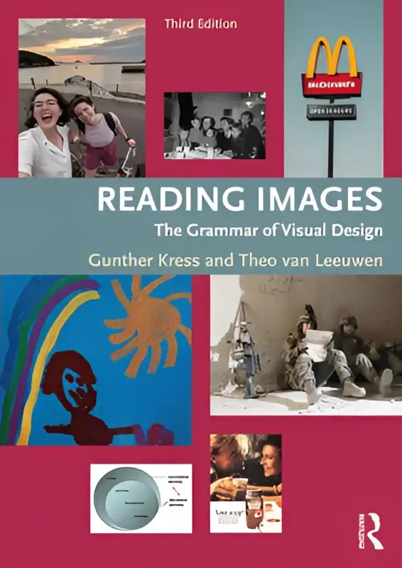 De cover van de derde editie van reading images the grammar of visual design toont een collage met onder andere mcdonalds signage