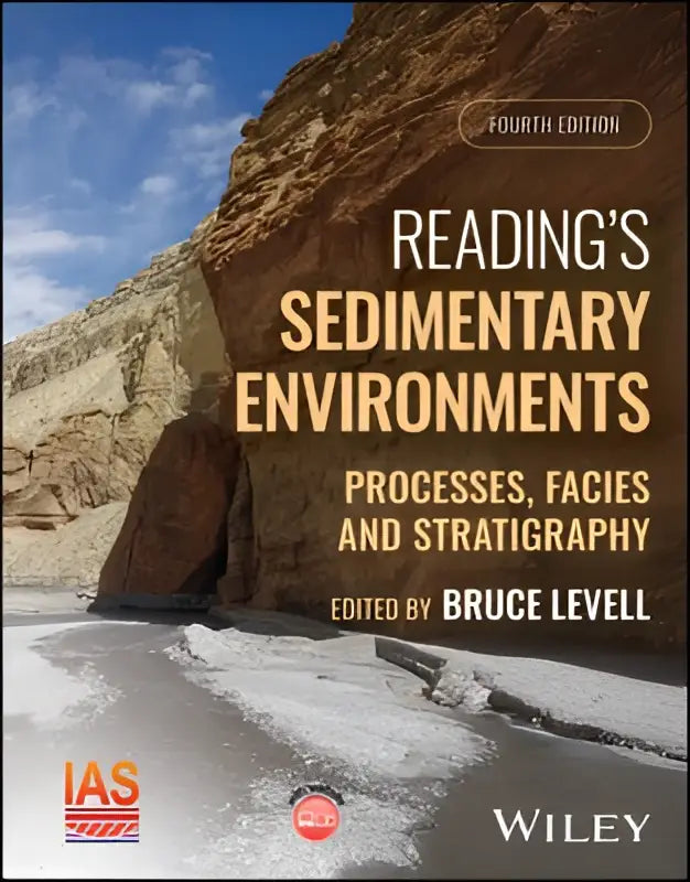 De boekcover van readings sedimentary environments toont facies and stratigraphy in witte tekst op sedimentgesteente onder blauwe lucht