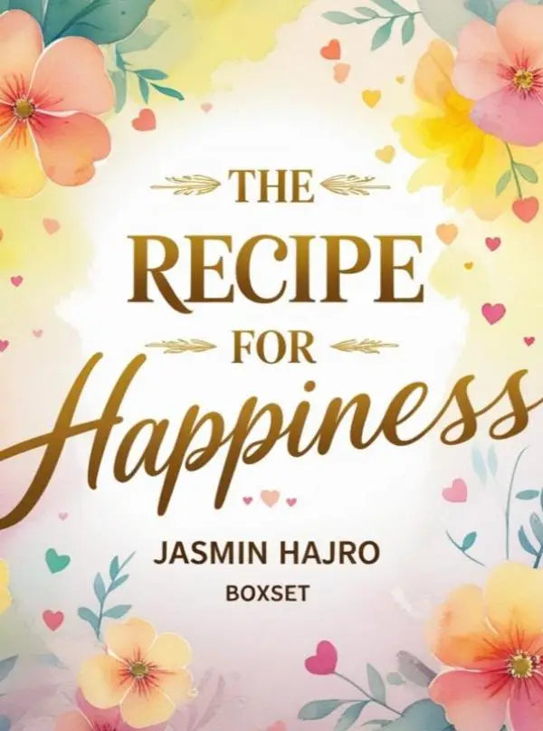 De recept voor geluk boxset met zachte pasteltinten en aquarel bloemen en harten in perzik, geel en roze