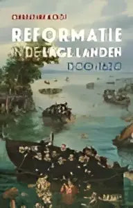 Rij van lichtblauwe plastic kaarten met zwarte tekst over reformatie in de lage landen 1500-1620 door christine kooi geschiedenis algemeen