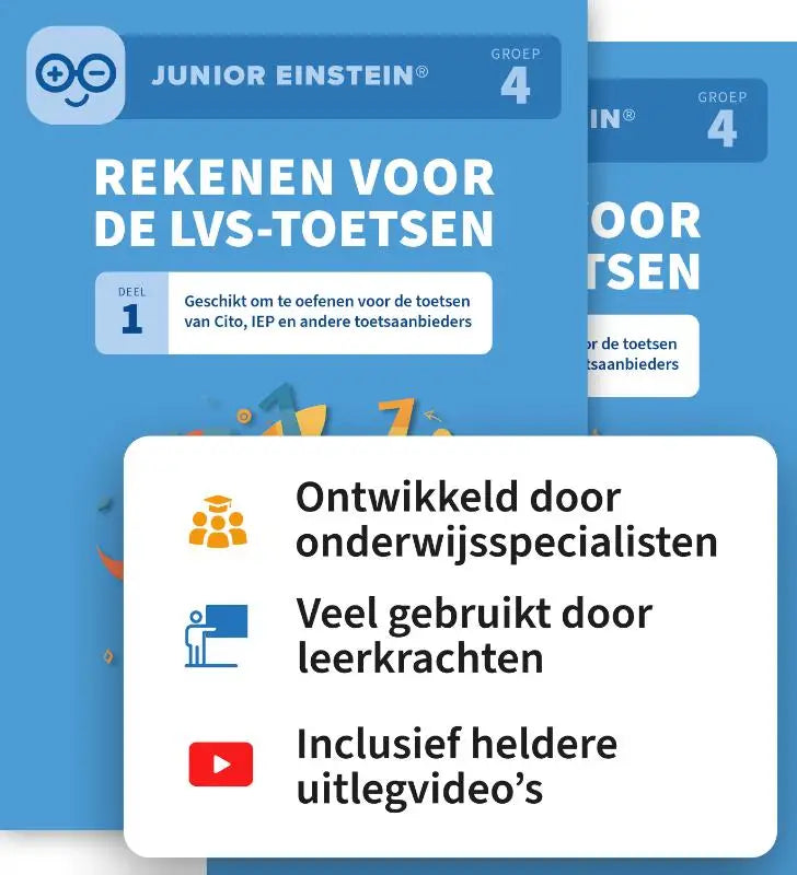 Blue junior einstein werkboek blauw voor groep 4 uit de lvs-toetsen set geschikt voor cito iep en andere toetsaanbieders
