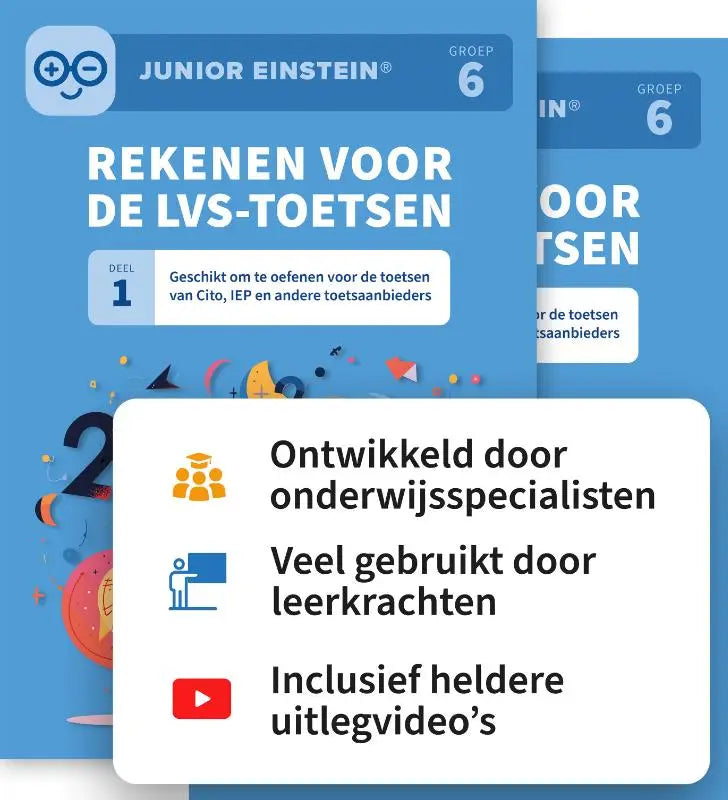 Blauw junior einstein werkboek groep 6 uit lvs-toetsen set geschikt voor oefenen voor cito iep en andere toetsaanbieders