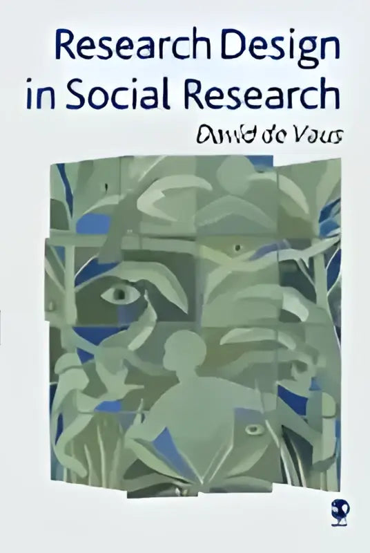 The book cover of research design in social research features abstract green and blue geometric figures symbolizing research methods
