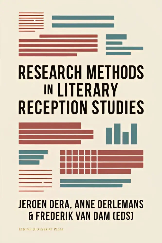 The book cover of research methods in literary reception studies features minimalist red and teal stripes on off-white