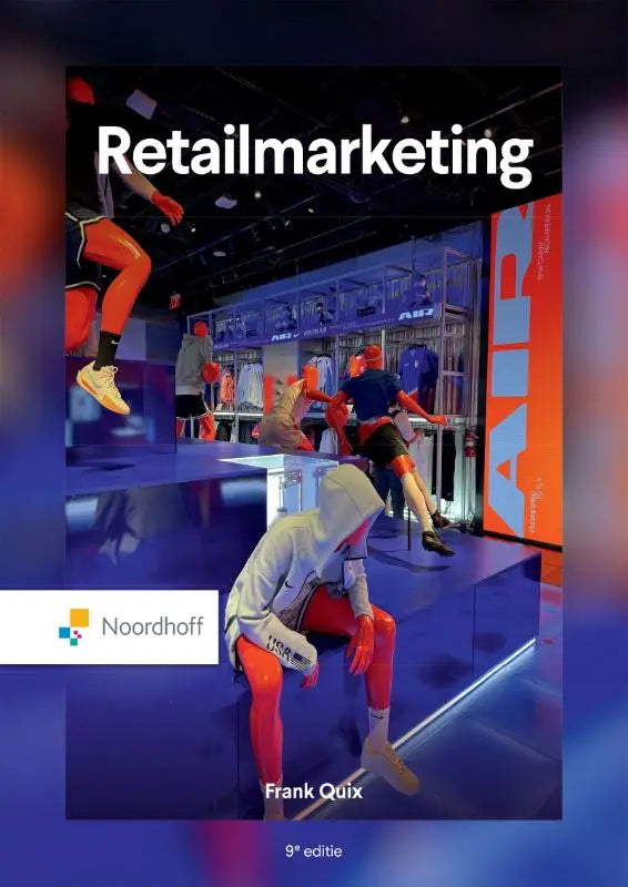 Cover van het retailmarketing leerboek door frank quix, 9de editie, uitgegeven door noordhoff, duidelijk en professioneel