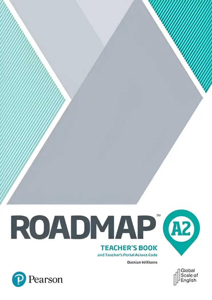 Roadmap A2 Teacher’s Book met teal-grijs geometrisch ontwerp