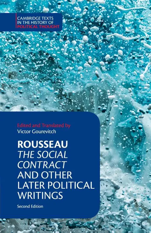 Blauw gebonden boek de social contract en andere latere politieke geschriften bewerkt door victor gourevitch