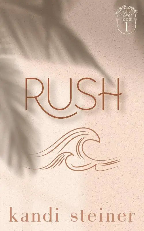 Beige boekomslag van rush met bruine letters en een golvend ontwerp door kandi steiner