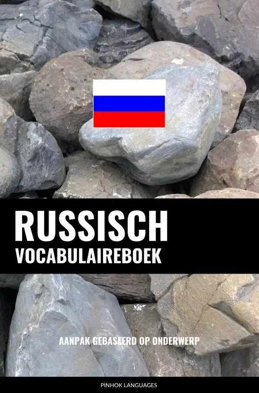 Russisch vocabulaireboek gebaseerd op aanpak met russische vlag op grijze rotsen voor taalleren