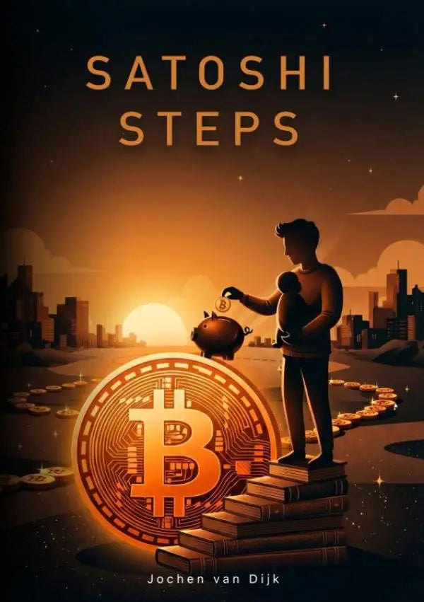 Gouden bitcoin munt met fijn circuitbord ontwerp en prominente b symbool voor satoshi steps product