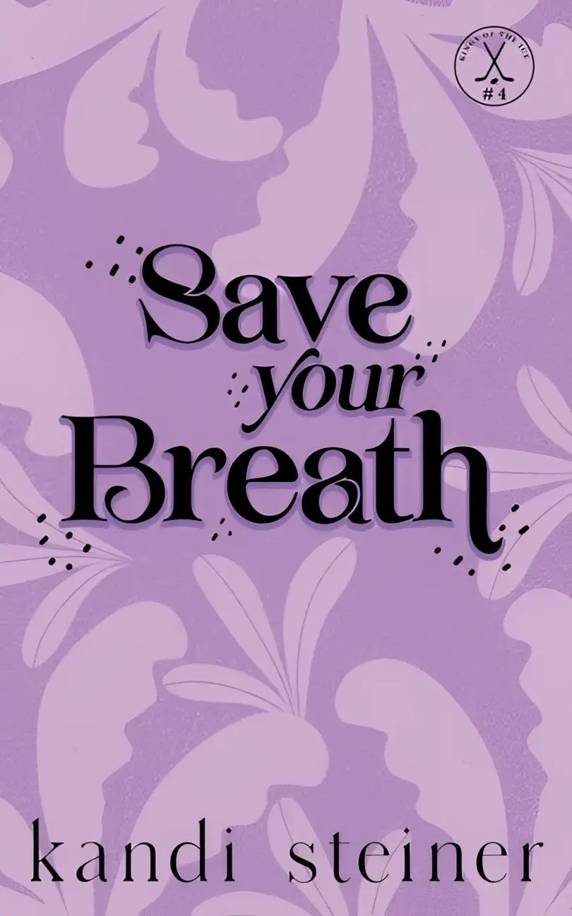 Purple book cover of save your breath with black stylized text and a floral pattern