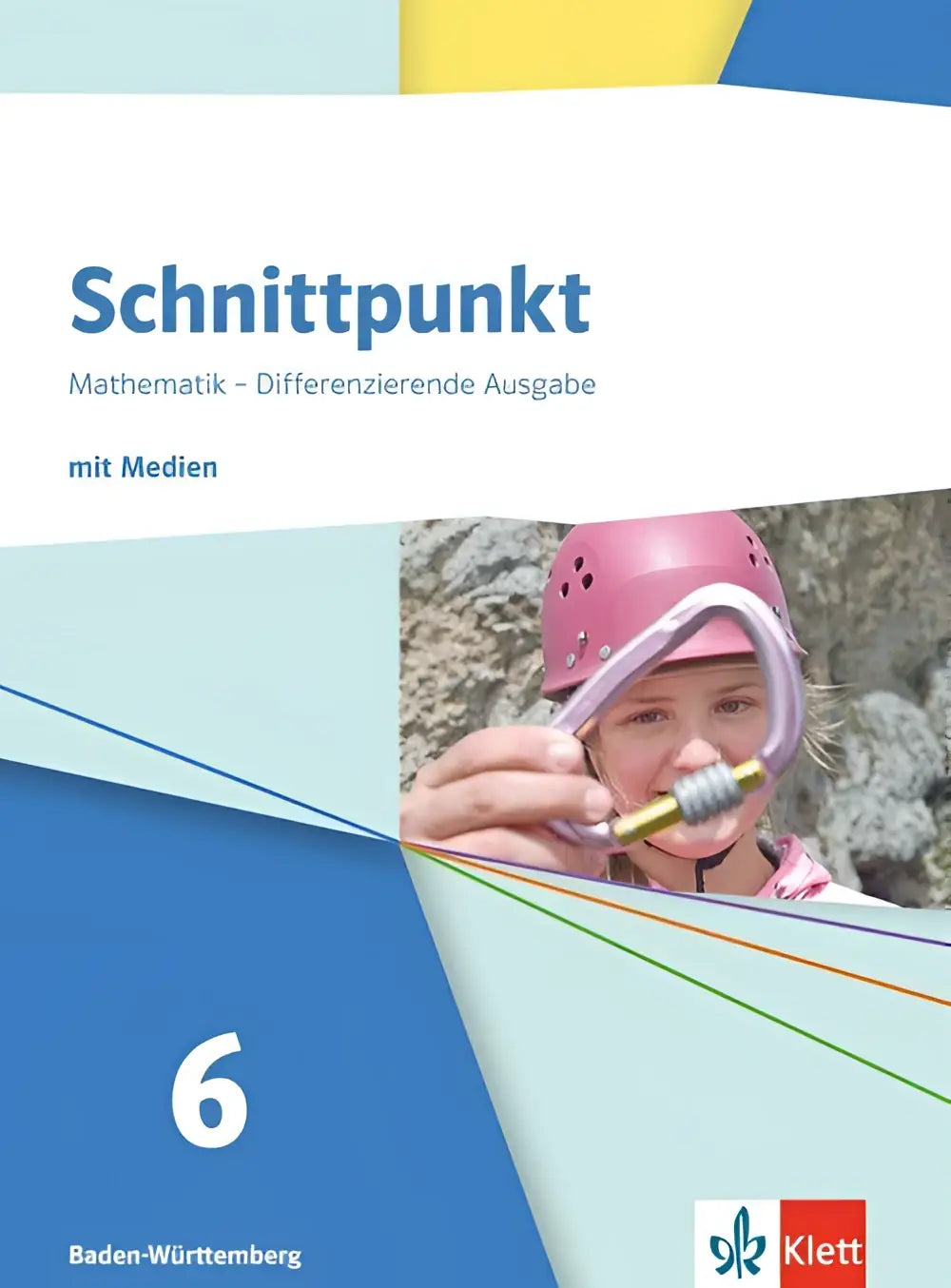 Kind met roze helm houdt metalen cilinder vast tegen rotsachtige achtergrond bij schulbuch mit medien klasse 6