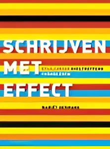 Schrijven met effect boekcover met kleurrijke strepen en witte tekst