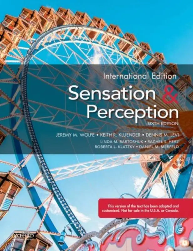 Cover van de zesde editie internationale editie van sensation and perception door jeremy wolfe voor studie van visuele waarneming
