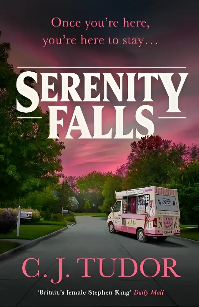 Vintage pink en witte ijswagen geparkeerd in rustige buurt bij serenity falls van michael joseph spannende fictie