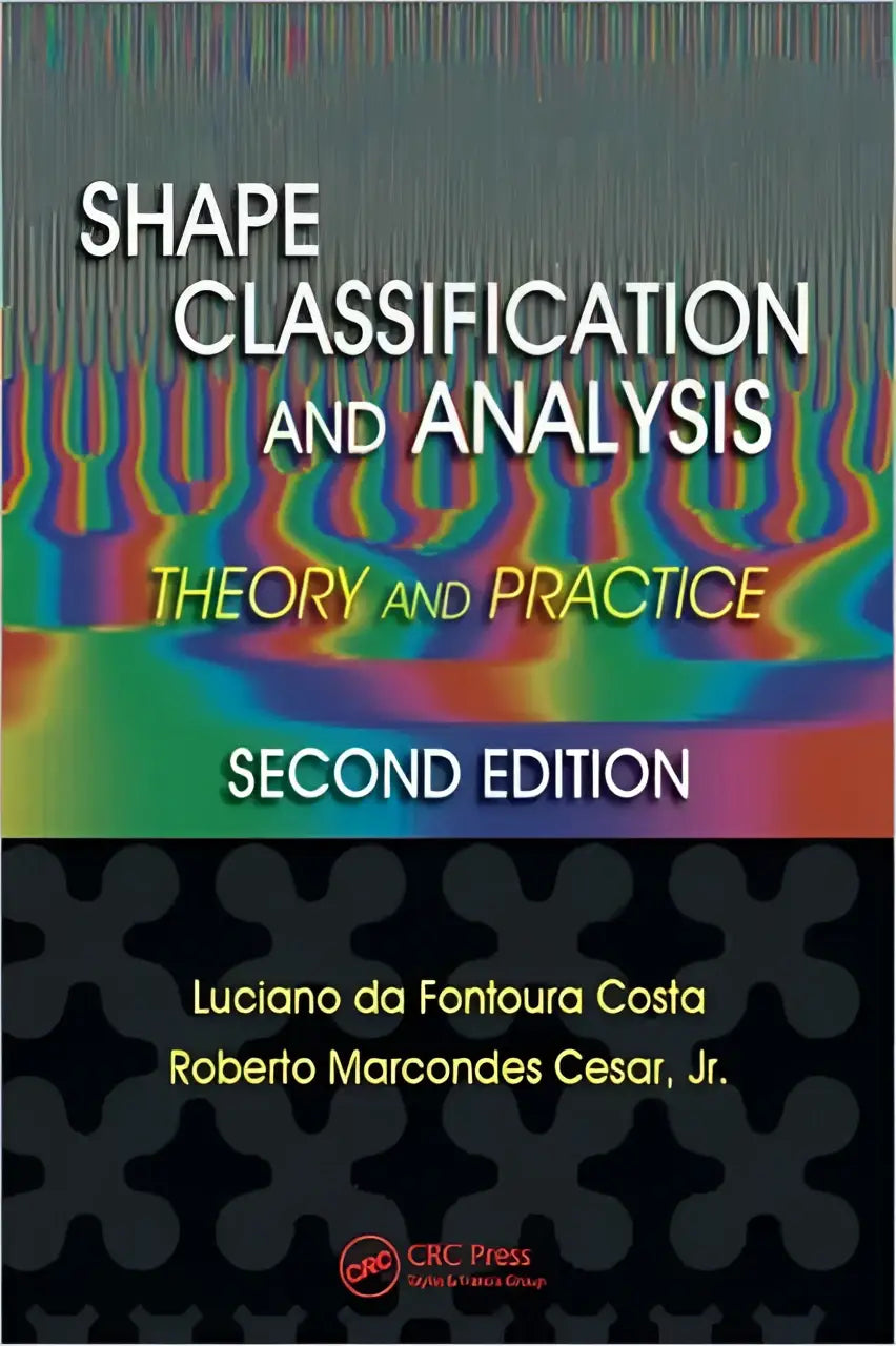 De tweede editie van shape classification and analysis theory and practice heeft een regenbooggestreepte omslag met witte hoofdletters