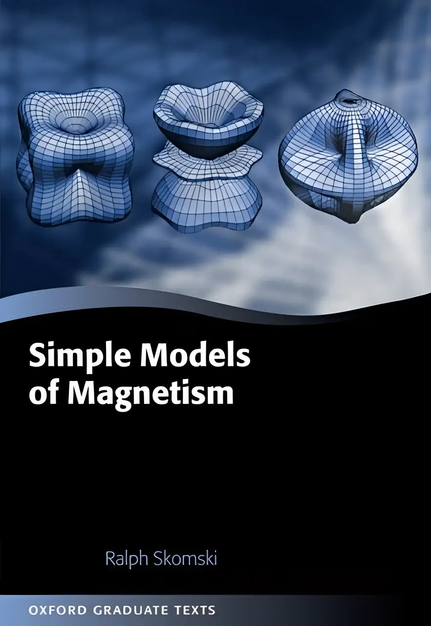 The book simple models of magnetism features three blue wireframe magnetic field shapes on a dark background