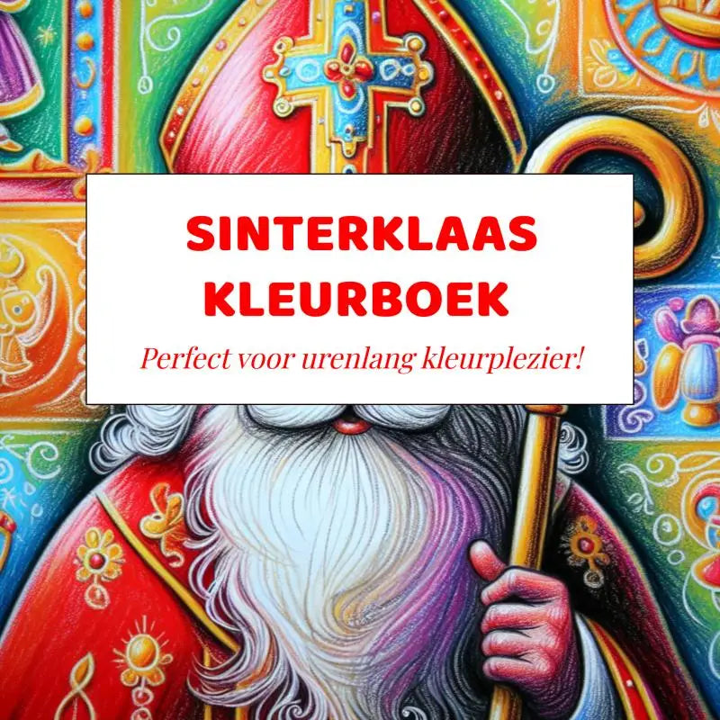 Vibrant sinterklaas kleurboek met gedetailleerde sint in rode mantel en gouden staf voor jonge lezers en sint knutselen