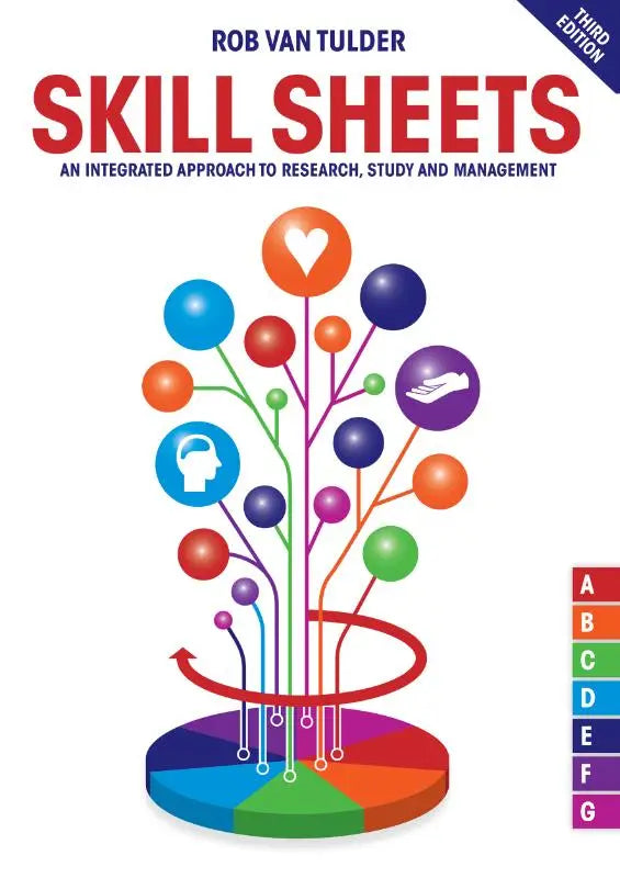 De skill sheets boekcover toont een kleurrijke boomdiagram met multicolore spheres en iconen voor hoger onderwijs van pearson benelux