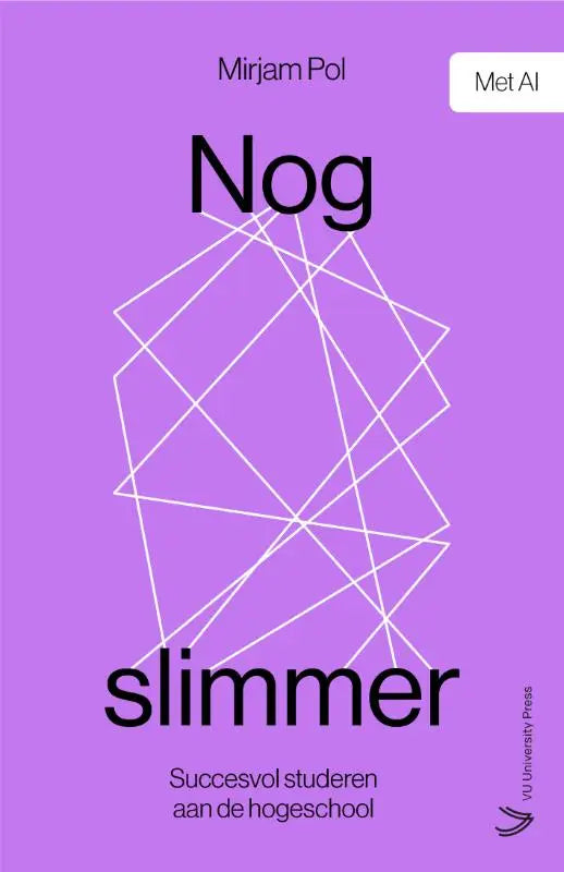 Purple boekomslag met witte geometrische lijnen en zwarte tekst nog slimmer door mirjam pol gericht op vaardigheden hoger onderwijs