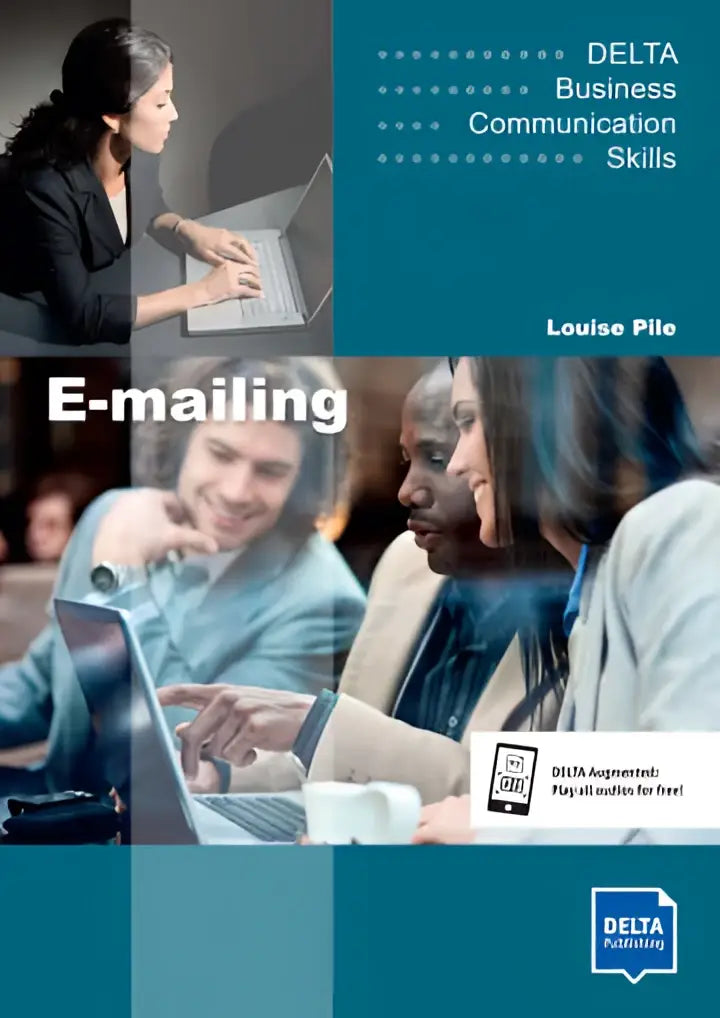Boekomslag E-mailing Delta Business Communication Skills Louise Pile, teal-wit ontwerp