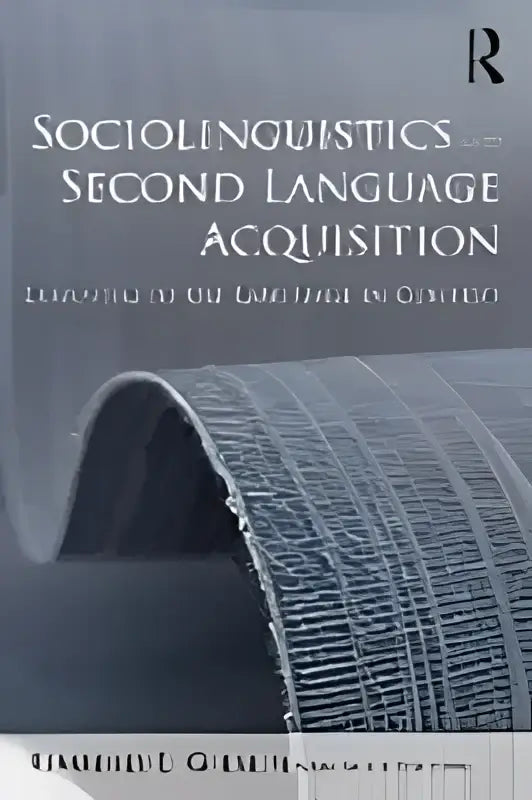 The book cover of sociolinguistics and second language acquisition features a textured dark gray fabric design with bold black serif font