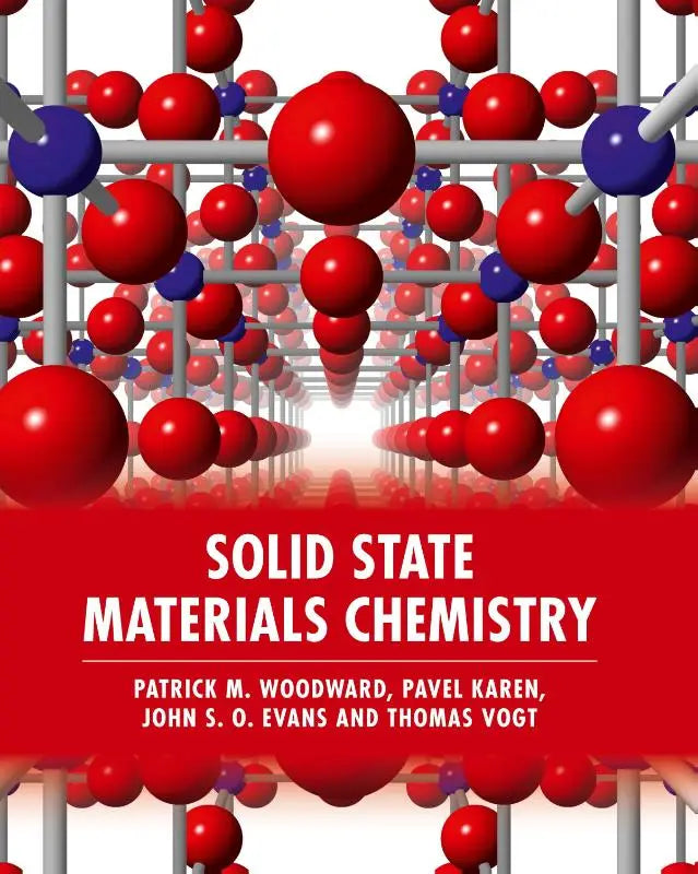 De boekcover van solid state materials chemistry toont een 3d moleculaire structuur met rood en blauw als kleur, ideaal voor undergraduate en graduate materials science studies