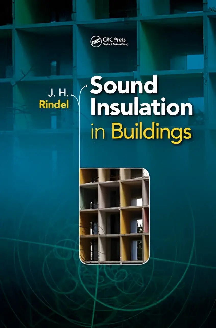 De boekcover voor Sound Insulation in Buildings door J.H., die geluidisolatie en geldoverdracht uitlegt