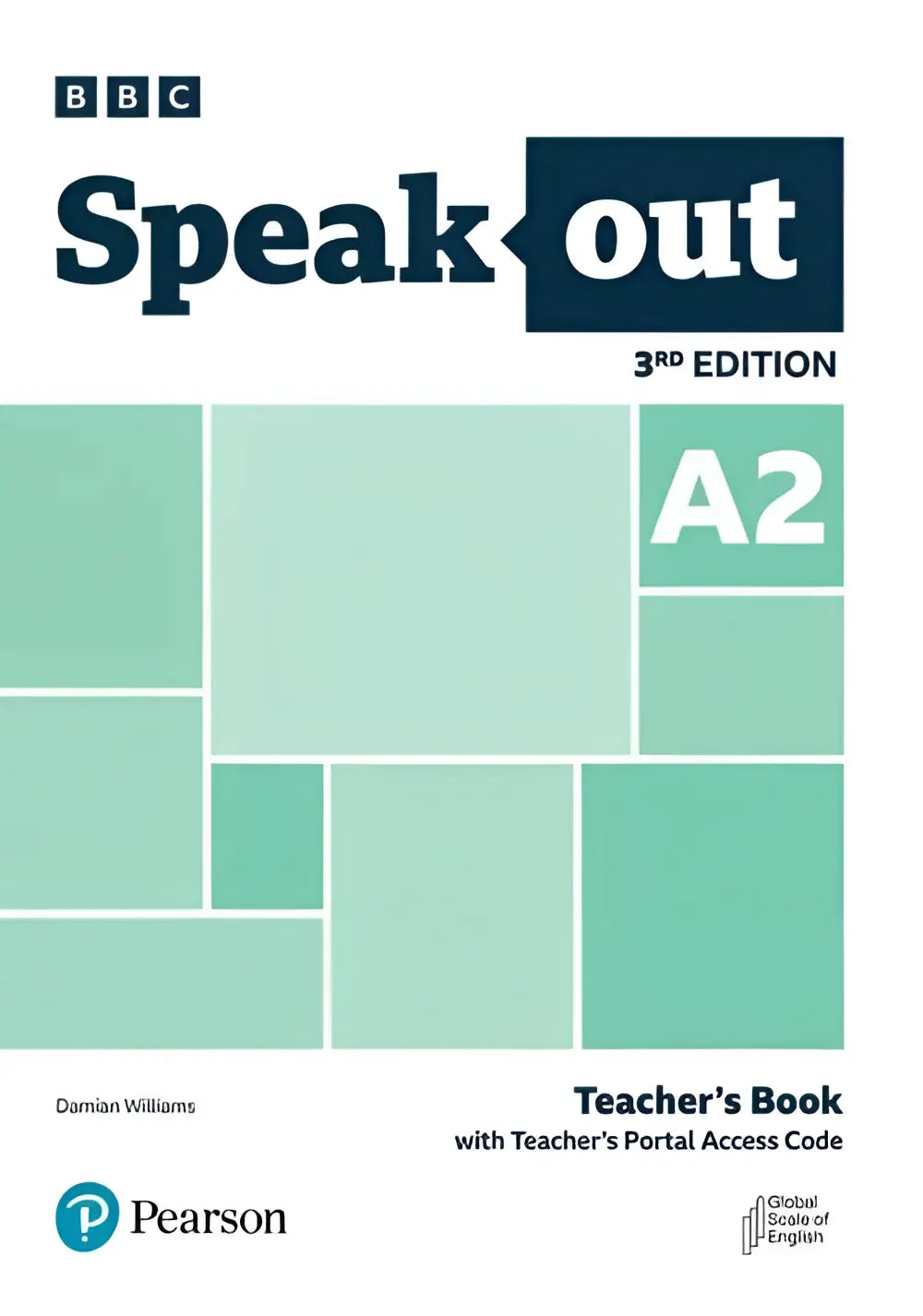 Speakout 3ed a2 teachers book with teacher portal access code featuring mint green geometric design and navy blue text on white