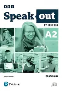 Cover van speakout 3ed a2 workbook met key met een lachende vrouw voor een groene en witte achtergrond