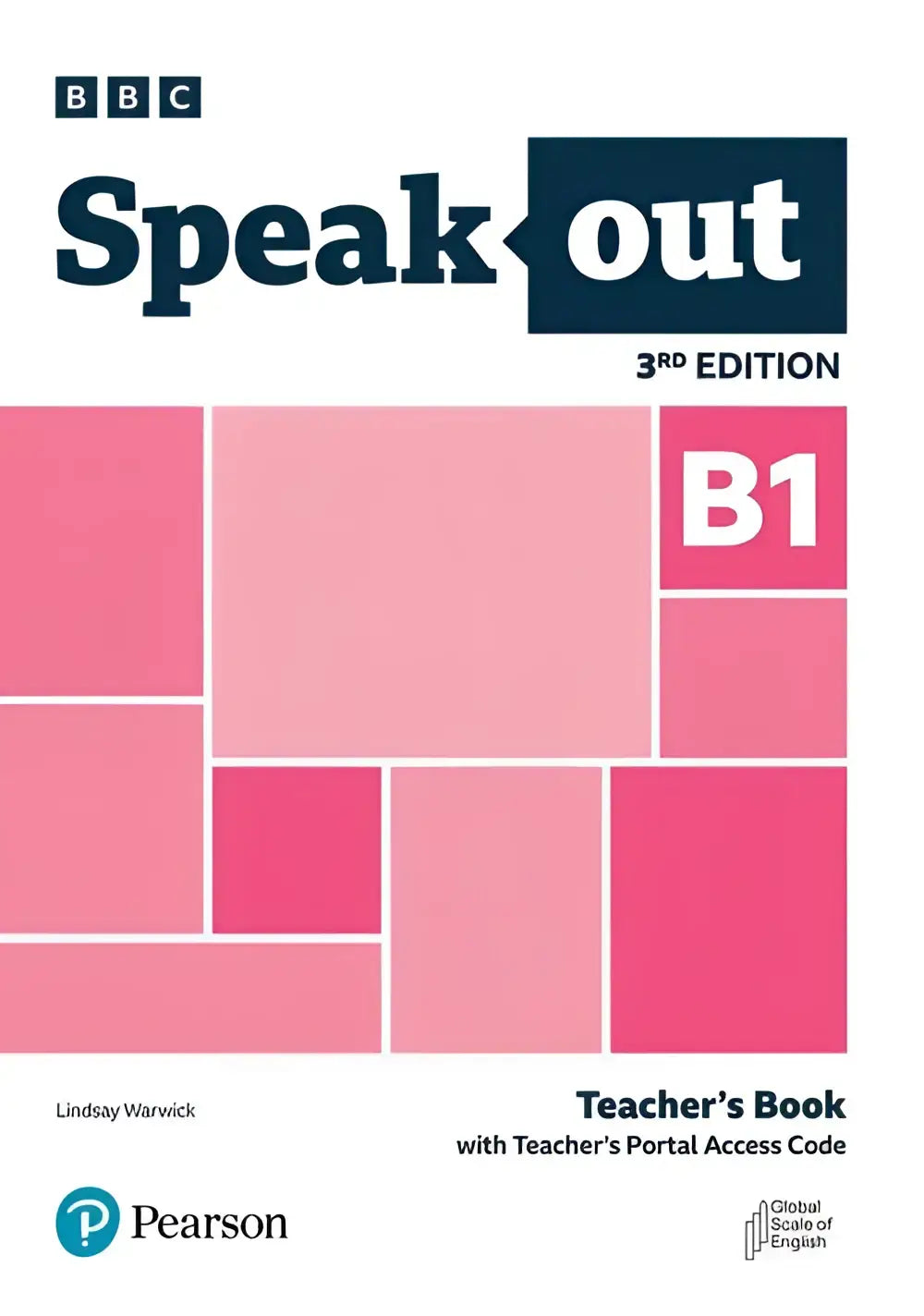 Bb Speakout 3de editie B1 lerarenboek met modern geometrisch ontwerp in tinten roze en wit inclusief lerarenportaalcode