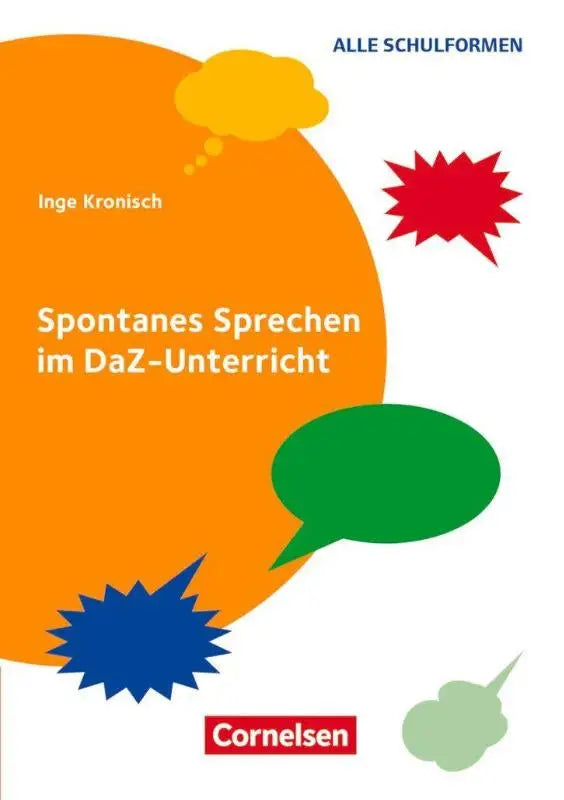Oranje boekomslag van spontanes sprechen im daz-unterricht met witte tekst en kleurrijke spraakbellen