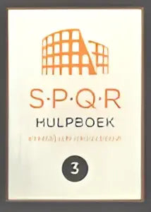 Minimalistische roomkleurige spqr latijn boekomslag met elegante zwarte typografie en spqr logo bovenaan