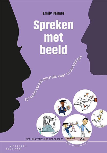 Paarse boekcover Spreken met beeld van Emily Palmer met twee silhouetprofielen