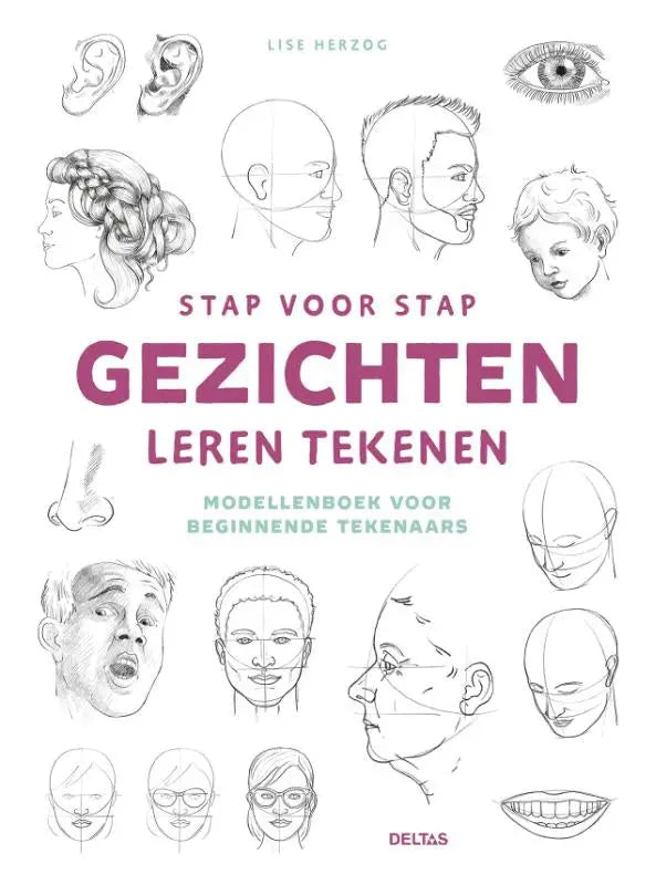 Boek stap voor stap gezichten leren tekenen zwart-wit illustratie voor beginners gezichten leren tekenen